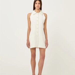 NWT Axae Twill Vest Mini Button Dress in white